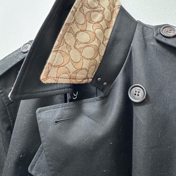 Coach Black Trench Coat with Classic Collar - Picture 3 of 7